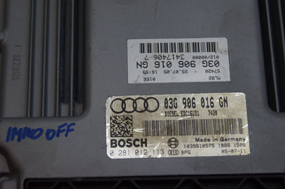 Audi ECU 03G906016GN  0281012113 Plug & Play IMMO OFF