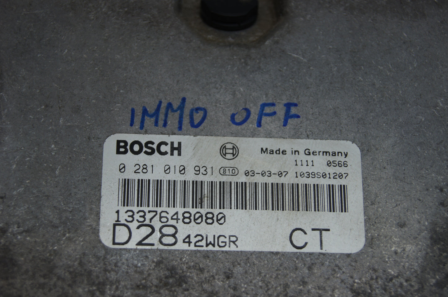 CITROEN JUMPER BOXER FIAT DUCATO ECU 0281010931 1337648080  IMMO OFF