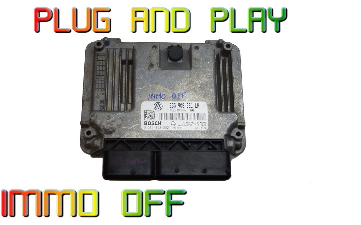 SEAT ALTEA 1.9 TDI BXE ECU 03G906021LN 0281013282 IMMO OFF PLUG & PLAY.