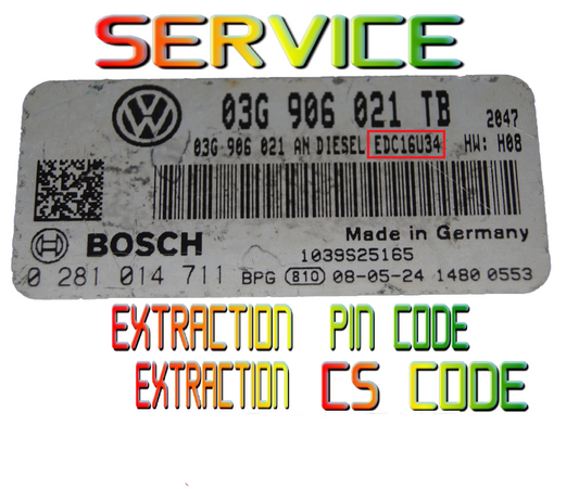 SERVICE EXTRACTION  PIN/ CS CODE ECU EDC16U34 AUDI VW CLONING , IMMO OFF ECU.