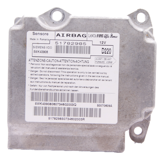 Genuine Fiat 500 Airbag ECU 2008-2014 51782985  D220 NO CRASH DATA.