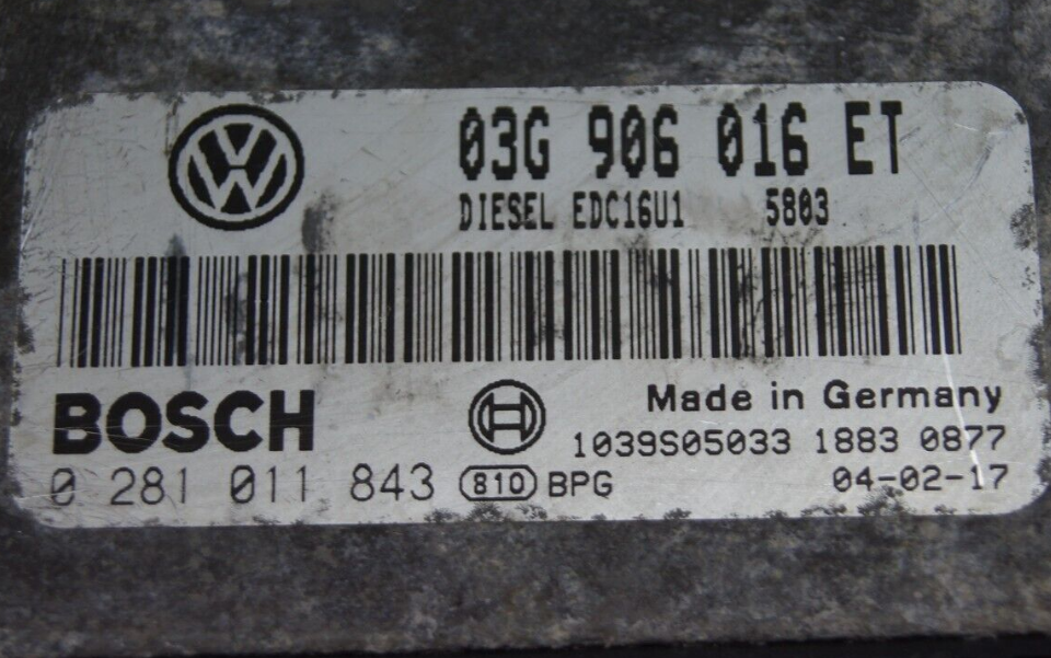 VW ECU 0281011843 03G906016ET FILE IMMO OFF