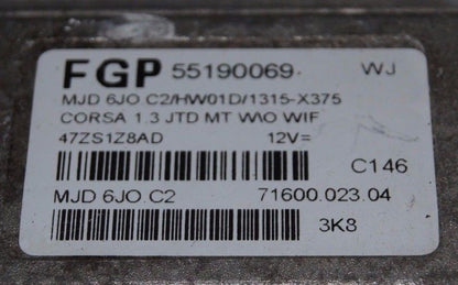 1.3 CDTI 55190069 ecua. ECU + PIN-KOODI