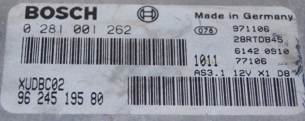 Peugeot 406 1.9 td ECU 9624519580 BOSCH 0281001262.