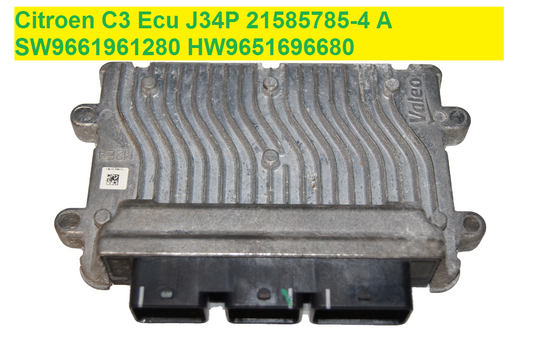 Citroen C3 ECU J34P 21585785-4 A SW9661961280 HW9651696680