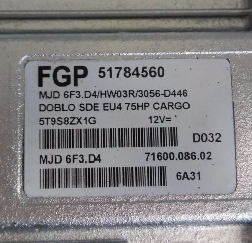 CENTRALINA FIAT DOBLO ECU 51784560 MJD 6F3.D4